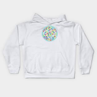 Flower of Life Multicolored on Blue Kids Hoodie